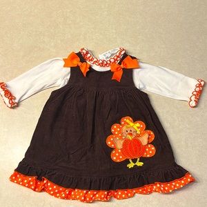 Rare Editions Cute Turkey/Thanksgiving Corduroy Outfit. Size 18 months.